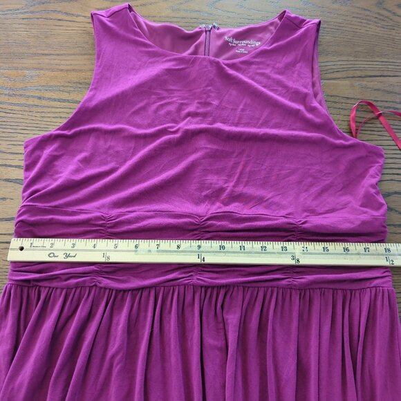 Soft Surroundings Sleeveless Magenta Maxi pullover Ruched Waist Dress size L - Picture 15 of 16